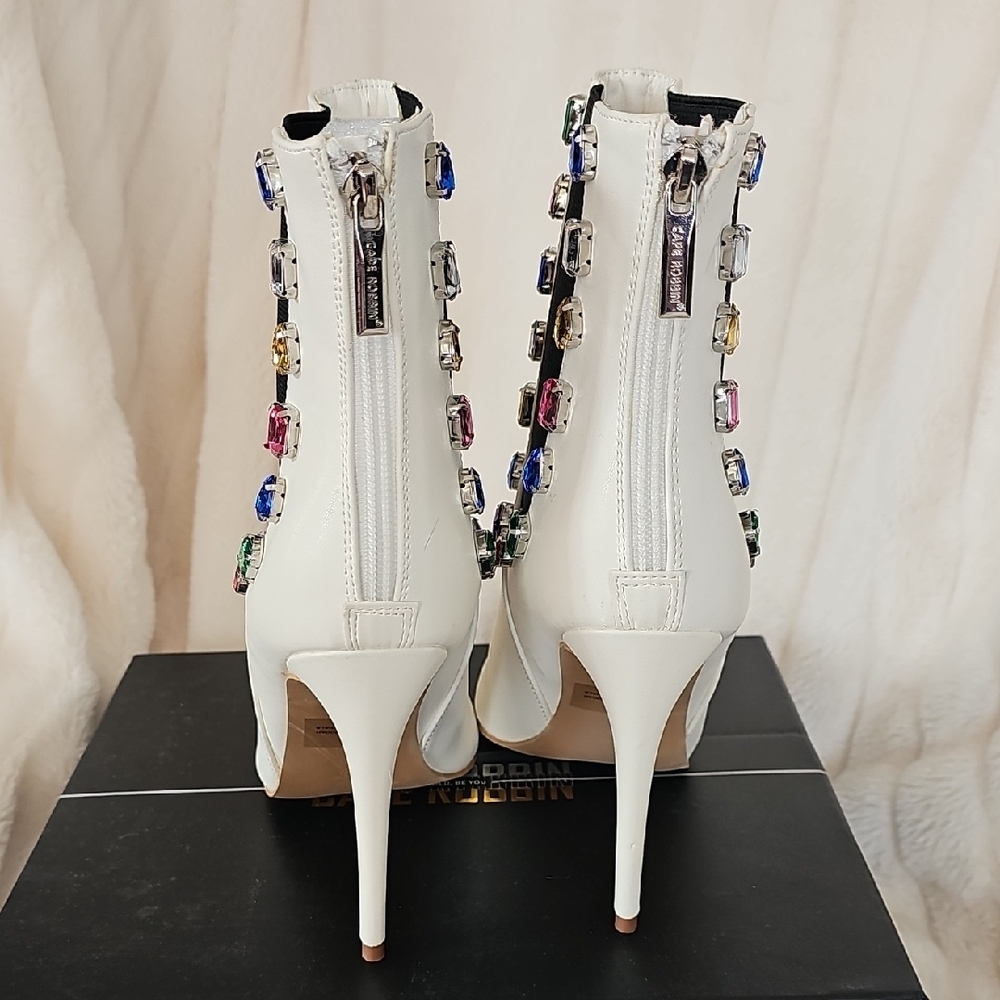 Cape Robbin White Heeled Boots with Colorful Gem Accents - Picture 8 of 12